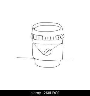 Tazza di caffè in carta da utilizzare con il chicco di caffè - semplice illustrazione vettoriale con disegno a una linea continua per il concetto di cibo e bevande Illustrazione Vettoriale