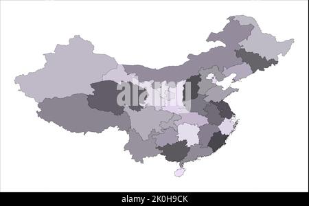 Illustrazione della mappa vettoriale in bianco e nero per la Cina, mappa per la Cina Illustrazione Vettoriale