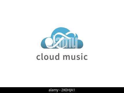 Modello di design del logo vettoriale di Music Cloud Illustrazione Vettoriale