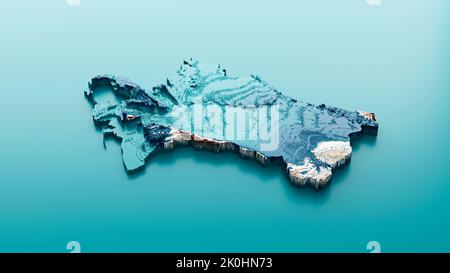 Un'illustrazione 3D della mappa del Turkmenistan foto d'archivio Foto Stock