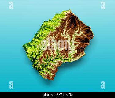 Un'illustrazione 3D delle foto d'archivio della mappa del Lesotho Foto Stock