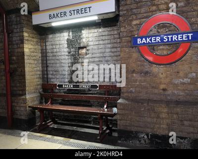 La stazione della metropolitana di Baker Street a Londra, Inghilterra, Regno Unito Foto Stock