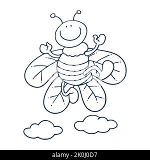 Illustrazione dell'incisione vettoriale dell'isolato di api mellifere su sfondo bianco. Logo Bee, disegno a mano di ape, grafica vettoriale. Foto Stock