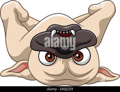 Carino cartoon bulldog che dorme sulla schiena Illustrazione Vettoriale
