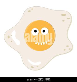 Carino carattere uova fritte. Illustrazione vettoriale isolata a colori del cartone animato kawaii. Illustrazione Vettoriale