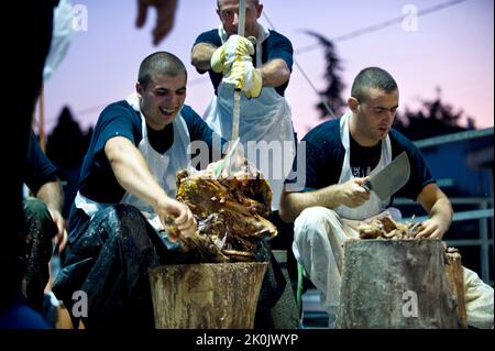 Festa della capra, sagra della capra, Santa Maria Navarrese, Baunei, Ogliastra, Sardegna, Italia, Foto Stock