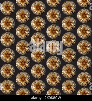 Un motivo senza cuciture di ananas in oro solido su uno sfondo isolato - rendering 3D Foto Stock