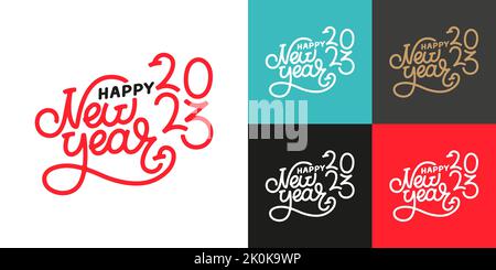 Set di caratteri tipografici - Felice anno nuovo 2023 Illustrazione Vettoriale