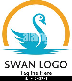 Swan logo semplice icona modello vettoriale illustrazione design creativo Illustrazione Vettoriale
