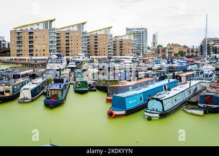 Limehouse Basin a Londra, Regno Unito Foto Stock