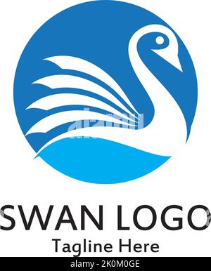 Swan logo semplice icona modello vettoriale illustrazione design creativo Illustrazione Vettoriale