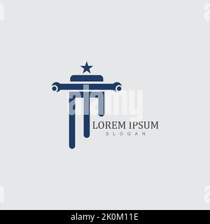 Disegno dell'illustrazione vettoriale del modello di colonna e del logo di simbolo Illustrazione Vettoriale