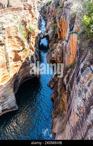 Le buche di fortuna Bourkes si trovano nella riserva del Canyon del fiume Blyde sulla strada panoramica nella provincia di mpumalanga, in Sudafrica Foto Stock