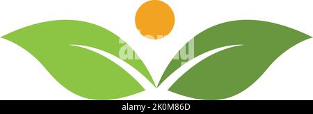logo a tre foglie. modello logo eco a foglia verde - vettoriale Illustrazione Vettoriale