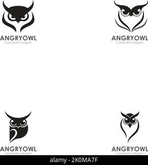 Modello di Owl arrabbiato modello di modello Vector, emblema, concetto di design, simbolo creativo, icona Illustrazione Vettoriale