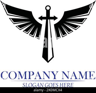 Modello vettoriale con logo ad alette di spada Illustrazione Vettoriale