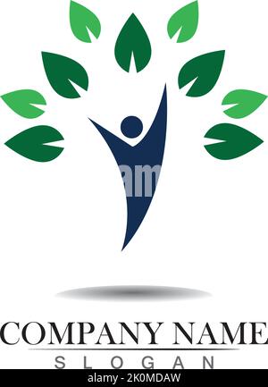 Albero umano logo design. Icona del logo della vita umana Illustrazione Vettoriale