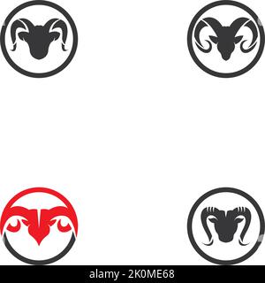 Modello icone logo vettore RAM Horns Illustrazione Vettoriale