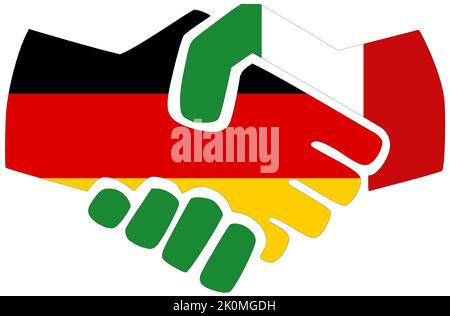 Germania - Italia : Handshake, simbolo di accordo o di amicizia Foto Stock