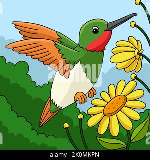 Hummingbird animale colorato Cartoon Illustrazione Illustrazione Vettoriale