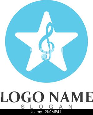 Modello di design del logo dell'icona di Star Note Music Illustrazione Vettoriale