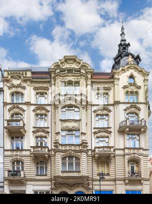 Bella casa sulla Siroka street. Praga, Repubblica Ceca Foto Stock