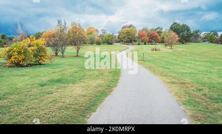 Sentiero escursionistico a Arboretum a Lexington, Kentucky, in autunno Foto Stock