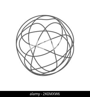 Trama astratta e confusa da un filo a forma di sfera. Linee caotiche casuali. Illustrazione vettoriale. Illustrazione Vettoriale