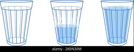 set di tre bicchieri di acqua blu Illustrazione Vettoriale