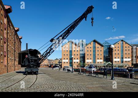 Gru a vapore Joseph Booth, North Quay Gloucester Docks Foto Stock