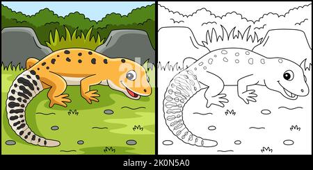Leopard Gecko Animal Coloring Page Illustrazione Illustrazione Vettoriale