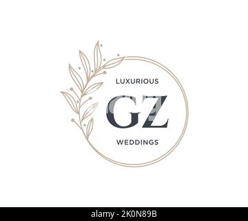 SIGLA GZ lettera Wedding modello logo monogramma, modelli moderni minimalisti e floreali disegnati a mano per le carte di invito, Salva la data, elegante Illustrazione Vettoriale