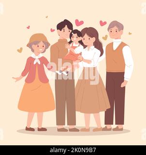 caratteri della famiglia coreana Illustrazione Vettoriale