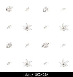 Motivo orientato senza cuciture con disegno a mano contorno fiore geometrico fioritura. Stampa vettoriale tessile Ylang-Ilang Illustrazione Vettoriale