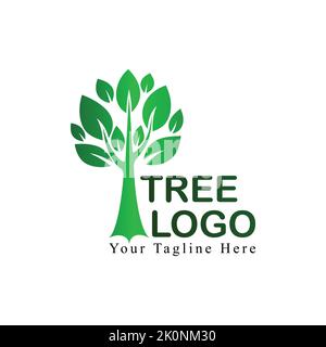 Green Tree Natural Environmental Company modello di logo vettoriale Illustrazione Vettoriale