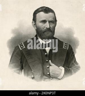 Un ritratto del presidente Ulysses Grant nella sua uniforme di generale durante la guerra civile Foto Stock