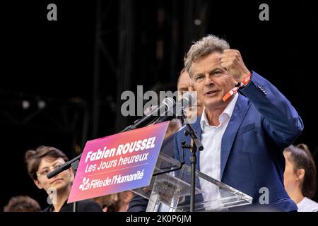 Bretigny sur Orge, Francia. 10th Set, 2022. Fabien Roussel, segretario nazionale del PCF, parla durante la Fete of Humanite il 10 settembre 2022. Foto Stock