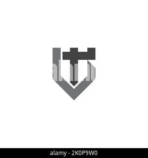 lettera lt forma scudo semplice geometrico logo vettore Illustrazione Vettoriale