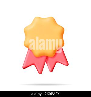 3D Medaglia del vincitore con nastro isolato Illustrazione Vettoriale