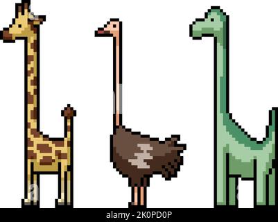 pixel art di animale collo lungo Illustrazione Vettoriale