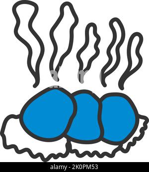 Icona di Fumare Cutlet sul piatto. Contorno grassetto modificabile con disegno di riempimento a colori. Illustrazione vettoriale. Illustrazione Vettoriale