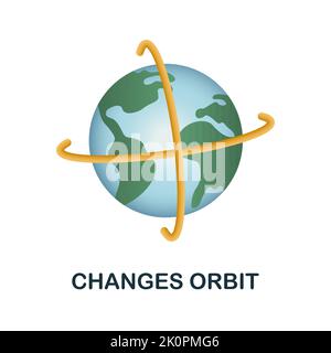 Cambia l'icona Orbit. 3d illustrazione dalla collezione sul cambiamento climatico. Modifiche creative Orbit 3D icona per web design, modelli, infografiche e altro ancora Illustrazione Vettoriale