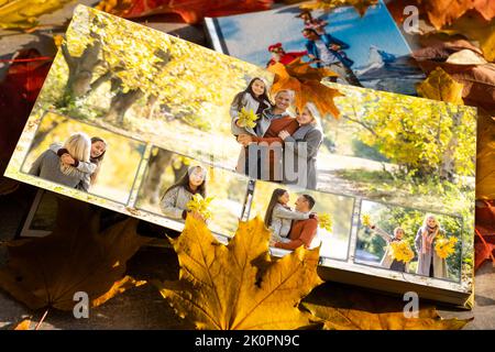 libro fotografico di famiglia dalle riprese autunnali Foto Stock