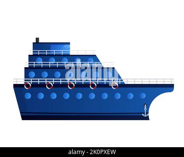 Nave blu con tre ponti Illustrazione Vettoriale