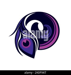 Logo astratto dell'uccello del pavone per il commercio elegante dell'azienda di bellezza Illustrazione Vettoriale