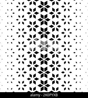 Motivo geometrico di figure nere su sfondo bianco.senza cuciture in una direzione .opzione con una BREVE dissolvenza. Metodo a raggi. Illustrazione Vettoriale