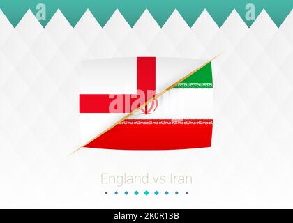 Nazionale di calcio Inghilterra vs Iran. Calcio 2022 partita contro icona. Illustrazione vettoriale. Illustrazione Vettoriale