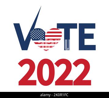 Giorno delle elezioni di metà mandato. Vota 2022 USA, banner design. Poster delle votazioni elettorali. Campagna elettorale politica Illustrazione Vettoriale