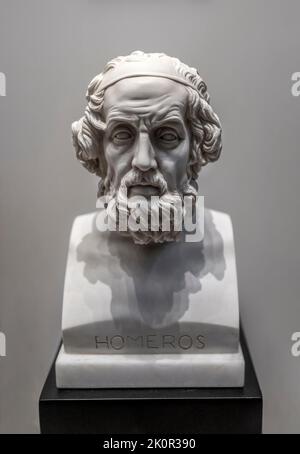 Scultura di Omero nel Museo Archeologico di Istanbul, Turchia. Foto Stock