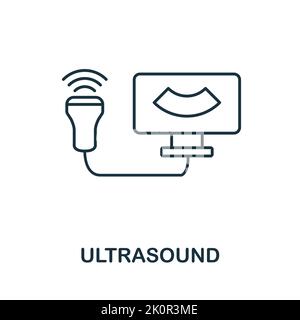 Icona a ultrasuoni. Elemento semplice dalla raccolta dei servizi medici. Icona a ultrasuoni monocromatica riempita per modelli, infografiche e banner Illustrazione Vettoriale